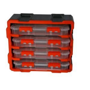 Tactix Plastic Rack with 4 Organisers Black and Red Tactix Plastic Rack with 4 Organisers Black and Red